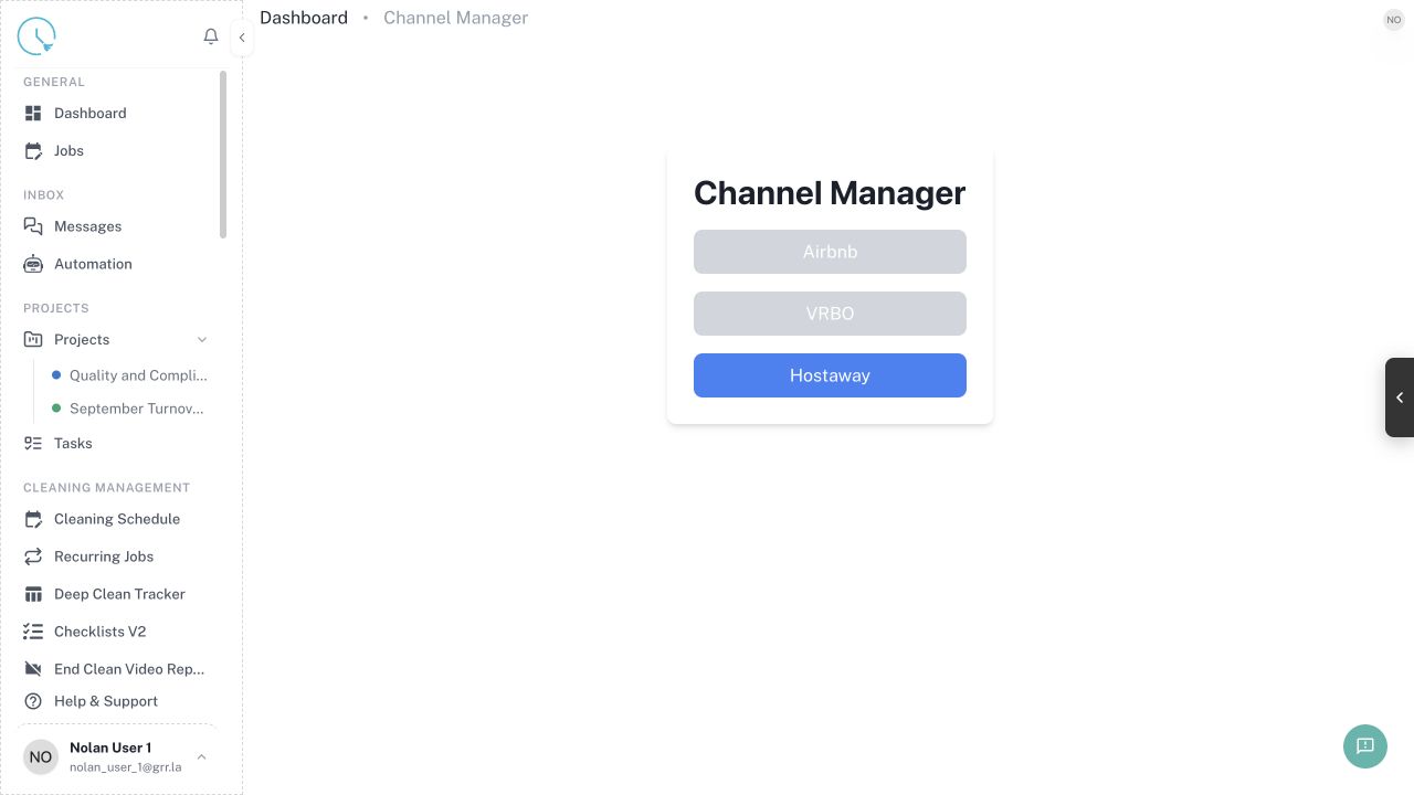 CleanOver Channels screen