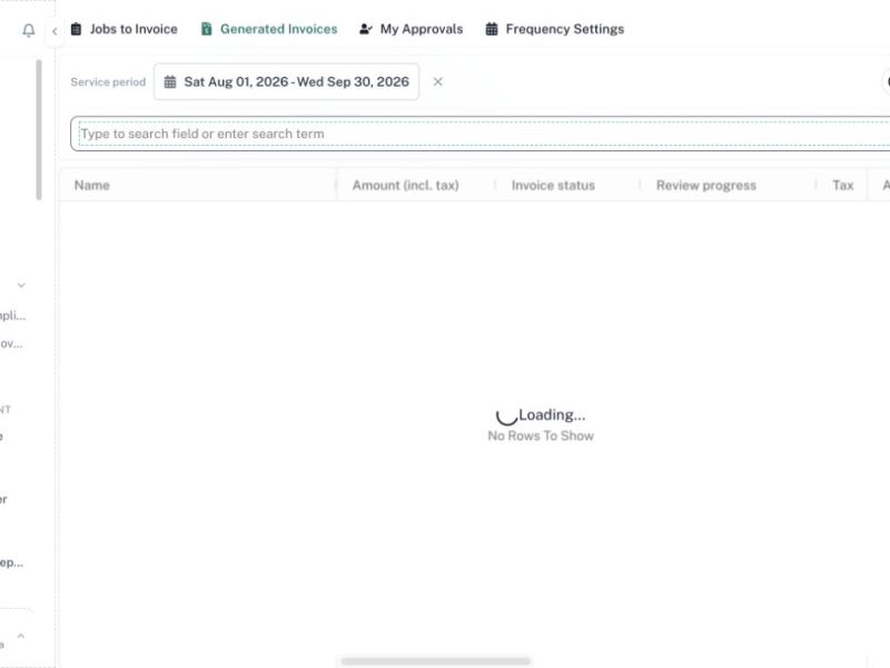 CleanOver Cleaner Invoices Generated screen