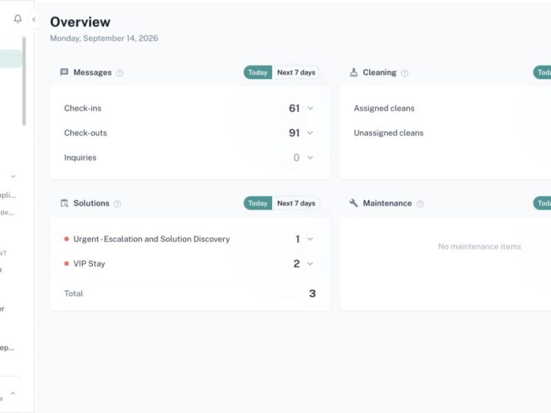 CleanOver Dashboard screen