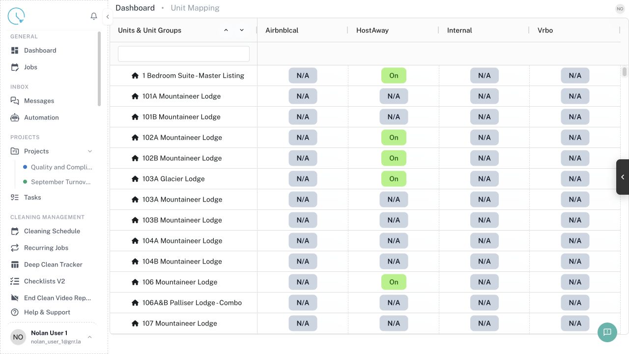 CleanOver Listing Mapping screen