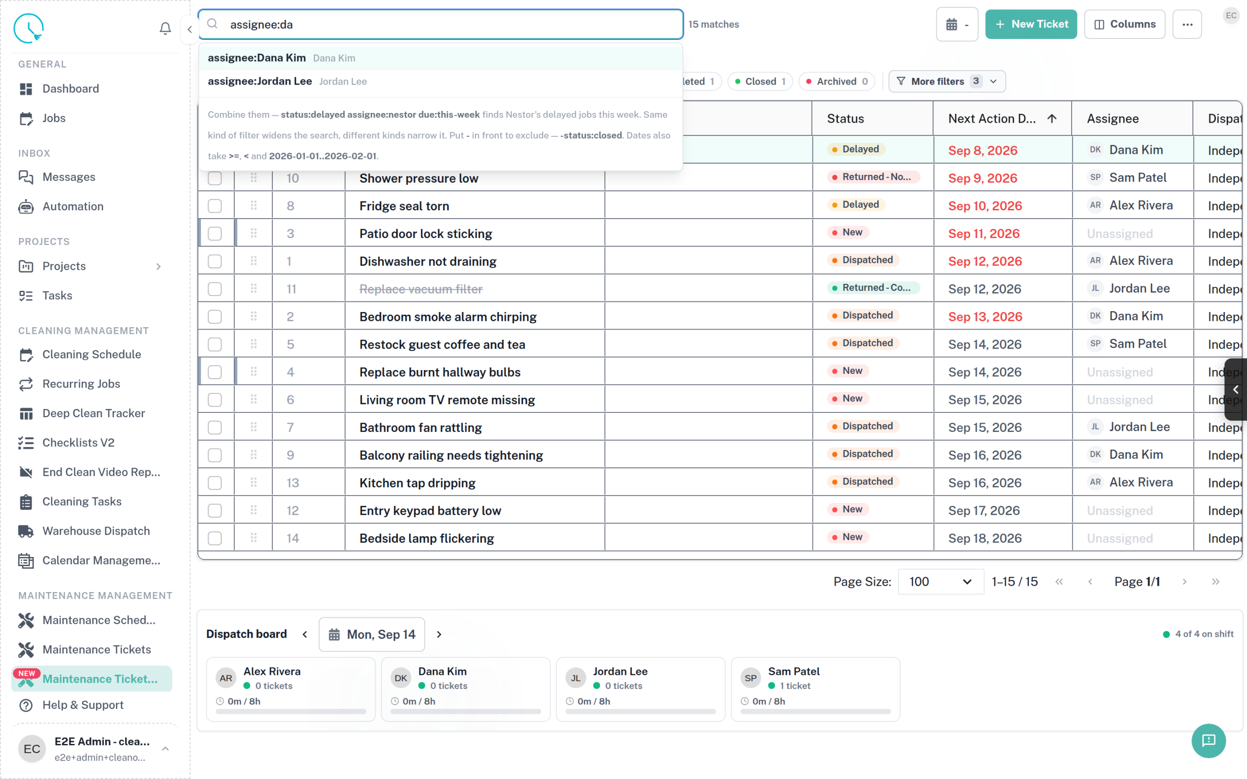 The search box offering the closest matching values for an unresolved filter