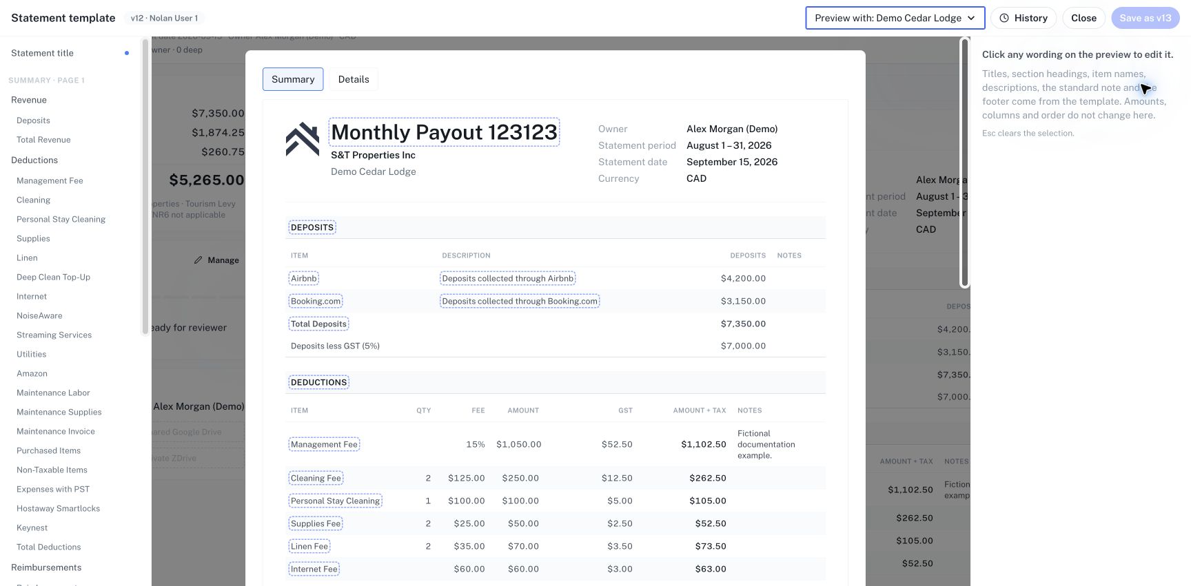 Template Studio combines the wording outline, document preview and version controls.